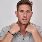 Load image into Gallery viewer, Men Black Cord Bracelet With Custom Beads
