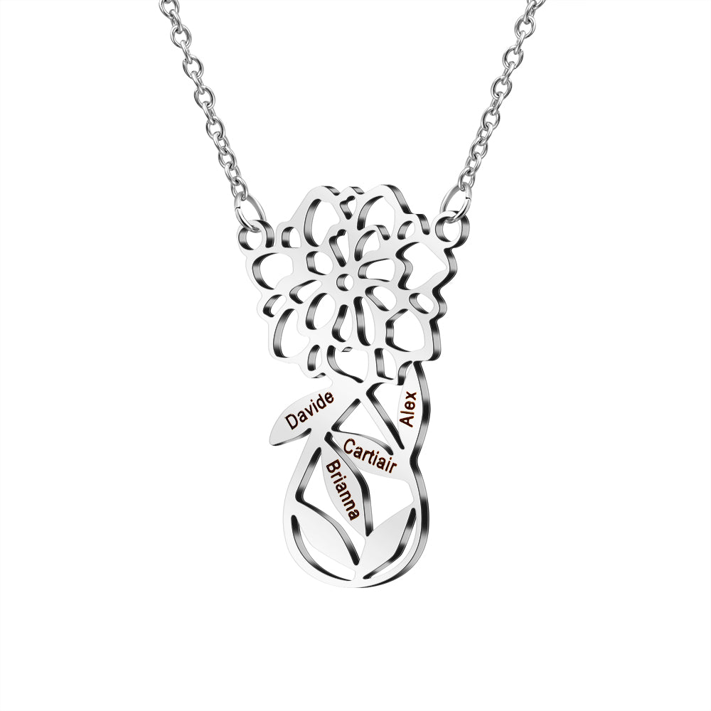 Mother's Day Gift! Custom Family Flower Charm Necklace