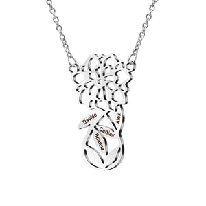 Mother's Day Gift! Custom Family Flower Charm Necklace
