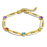 Load image into Gallery viewer, Personalized Diamond Family Name Bar Bracelet With Birthstone
